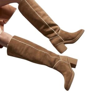 🦋UGG Kasen Shearling  suede block heel Knee High Boot 
Size-8